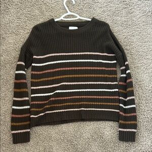 Pink Rose Brown and Pink Crew Neck Sweater